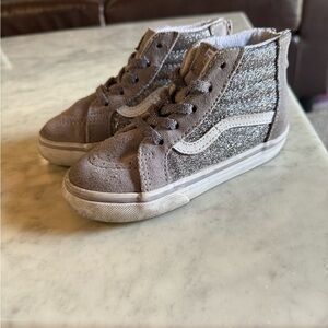 Vans Kids Glitter High-Top Sneakers - Silver and Gray